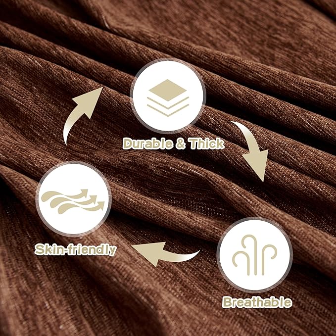 MYSKY HOME Couch Cover for Dogs Washable Couch Covers for 3 Cushion Couch Sofa Super Soft Sofa Slipcover Non Slip Sofa Cover, Chenille Sofa Covers for Dogs, Furniture Protector, 71"x150", Chocolate