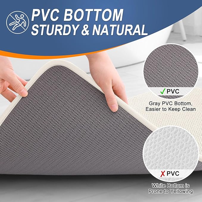 OLANLY Thick Memory Foam Bath Mat Rug 47x24, Extra Soft Absorbent Bathroom Rug, Quick Dry Bath Mats, Non-Slip, Machine Washable Carpet for Bathroom, Tub and Shower, Home Decor Accessories, Ivory