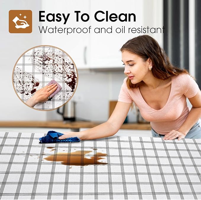 Beautysaid Shelf and Drawer Liner for Kitchen Cabinet, Non Adhesive Non Slip Shelf Paper Waterproof Washable Thickened for Dresser Pantry Shelve Bathroom Protector Liner(Plaid,18 in x 30 FT)
