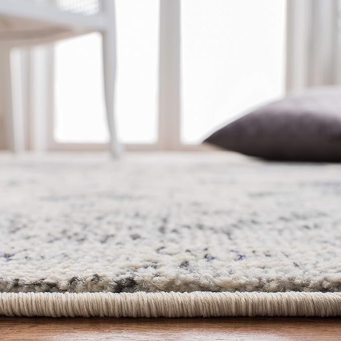 SAFAVIEH Monaco Collection Area Rug - 8' x 10', Ivory & Grey, Boho Chic Medallion Distressed Design, Non-Shedding & Easy Care, Ideal for High Traffic Areas in Living Room, Bedroom (MNC243B)