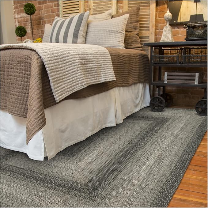 Homespice Flint Hill Jute Braided Area Rugs 5x8' - Gray Braided Rugs for Living Room and Bedroom