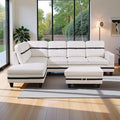 103.5" Oversized Sectional Couch, L Shaped Couch with Storage Ottoman, Modern Modular Sofa with Deep Seat, Sectional Couches for Living Room and Office, White and Black (PU Leather)