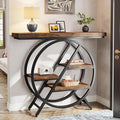 Tribesigns Console Table, 40-Inch Entryway Table with Storage Shelves, 4-Tier Industrial Hallway Sofa Table with Geometric Metal Frame, Accent Table for Living Room, Entryway, Rustic Brown