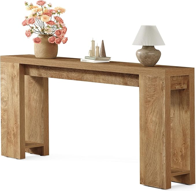 Little Tree 70.9-Inch Long Console Table, Narrow Sofa Table Behind The Couch, Farmhouse Console Table for Living Room, Entryway, Hallway