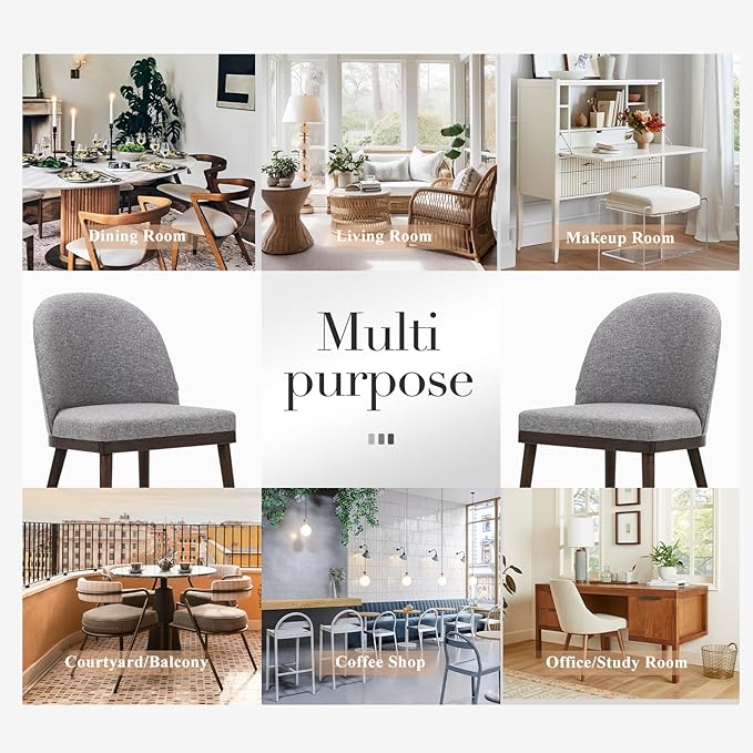 COLAMY Upholstered Dining Chairs Set of 6, Large Dining Room Kitchen Chairs with High Back and Deep Seat, Modern Fabric Dinner Chairs with Wood Legs, Dark Grey
