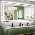84x40 Inch LED Bathroom Mirror with Lights Front and Backlit Lighted Vanity Mirror for Bathroom Wall with 3 Colors Dimmable Anti-Fog Memory Shatter-Proof IP54 Waterproof Horizontal/Vertical