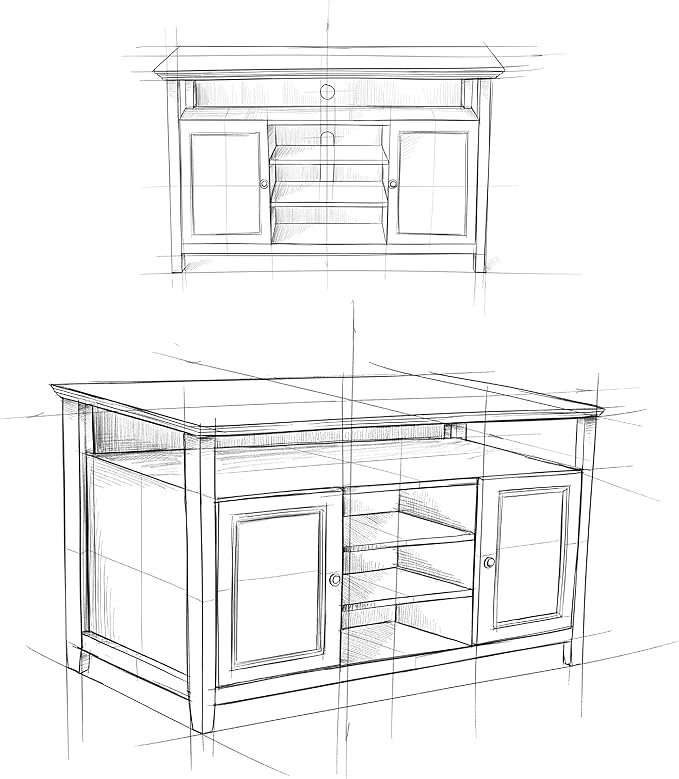 SIMPLIHOME Amherst 54-inch Wide Solid Wood TV Stand in Medium Saddle Brown, Transitional-Style Media Console for Living Room with Adjustable Shelves and Cable Management