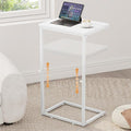 Vagusicc C Shaped End Table for Couch, 33.2'' Extra Tall C Table Adjustable Height Side Table, Small Side Table for Small Spaces, Couch Tables That Slide Under, Tv Tray Table for Living Room, White