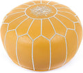 Marrakesh Gallery Genuine Leather Round Pouf Unstuffed - Moroccan Ottoman Footstool, Footrest Cover - Boho Decor - Bohemian Living Room, Bedroom, Kids Room, Gift & Wedding