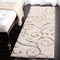 SAFAVIEH Florida Shag Collection Runner Rug - 2'3" x 19', Cream & Beige, Scroll Design, Non-Shedding & Easy Care, 1.2-inch Thick Ideal for High Traffic Areas in Living Room, Bedroom (SG455-1113)