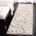 SAFAVIEH Florida Shag Collection Runner Rug - 2'3" x 9', Cream & Beige, Scroll Design, Non-Shedding & Easy Care, 1.2-inch Thick Ideal for High Traffic Areas in Living Room, Bedroom (SG455-1113)