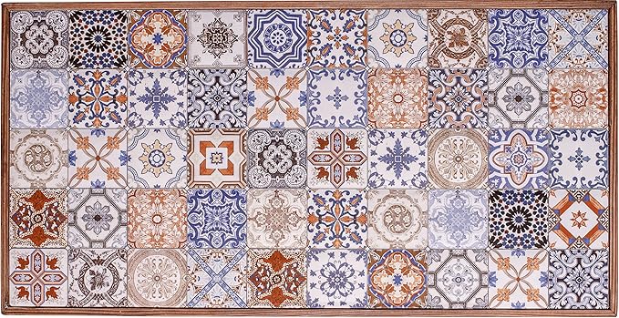 Comfyt Coffee Table, Side Table, End Table, Nightstand Nesting Table Bedside Table Accent Table Home Essentials Wood Tiled Top Rustic Table Ceramic Tiles Mexican Tile Table