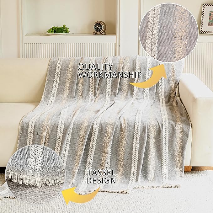 Couch Cover for Dogs Washable Sofa Cover, Sectional Couch Covers, Sofa Covers for 2 Cushion Couch, Non Slip Stripe Sofa Slipcovers Furniture Protector, Couch Protector from Cat Claws, Light,71''x134''