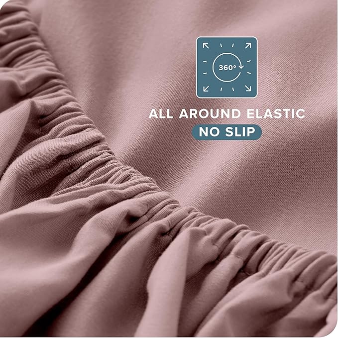 Bare Home California King Sheet Set - 1800 Ultra-Soft Microfiber Cal King Bed Sheets - Double Brushed - Deep Pockets - Easy Fit - 4 Piece Set - Bed Sheets (Cal King, Mauve)
