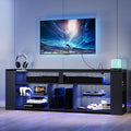 IRONCK Entertainment Center with Storage, 70.9 Inch Tall TV Stand W/Power Outlet, LED Gaming TV Cabinet for PS4, Black TV Stand with Carbon Fiber