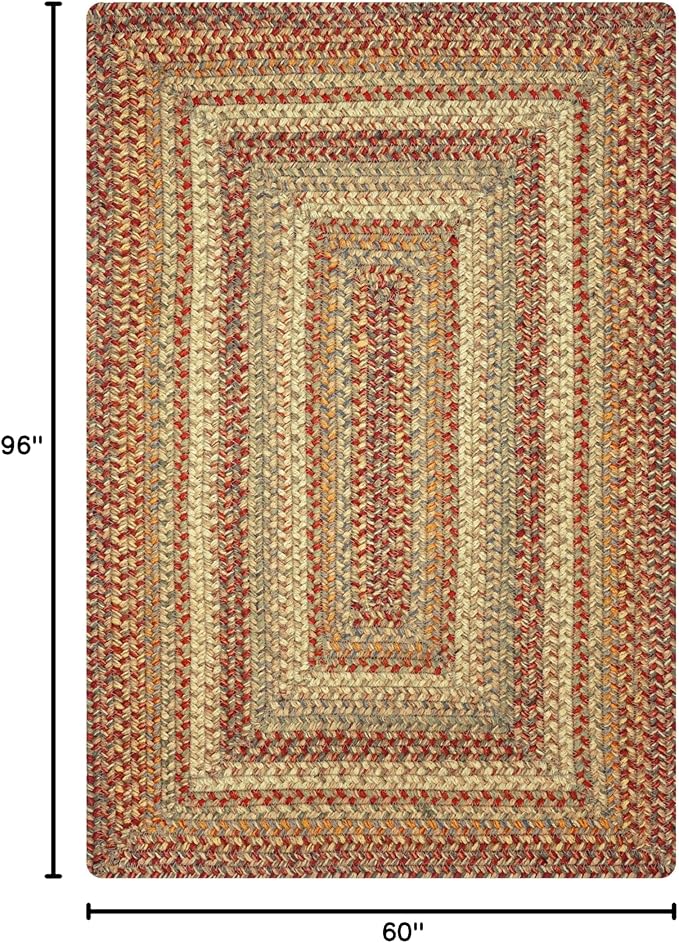 Homespice Harvest Premium Jute Braided Area Rug, 5' x 8' Rectangular Beige - Tan - Red, Reversible, Natural Jute Yarn Rustic, Country, Primitive, Farmhouse Style - 30 Day Risk Free Purchase