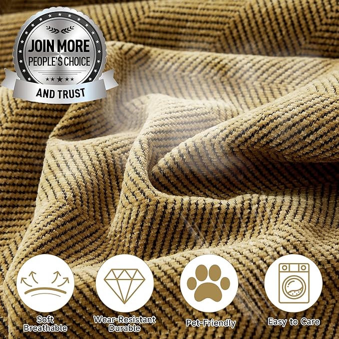 STACYPIK Yellow Sofa Cover for Dogs, Chenille Non-Slip Couch Cover for Pets, Washable Loveseat Cover for Sectional, Soft Jacquard Furniture Protector for 2 Cushion Couch, Couch Throw Blanket-91X118IN