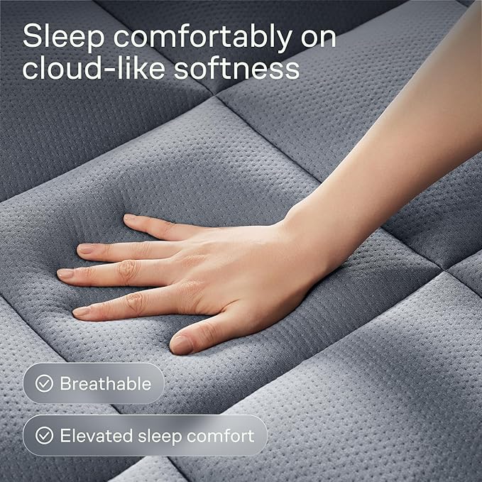 Ultra Soft Queen Size Mattress Topper - Viscose Made from Bamboo Pillow Top Mattress Pad for Back Pain Relief - Naturally Cooling for Hot Sleepers, Grey