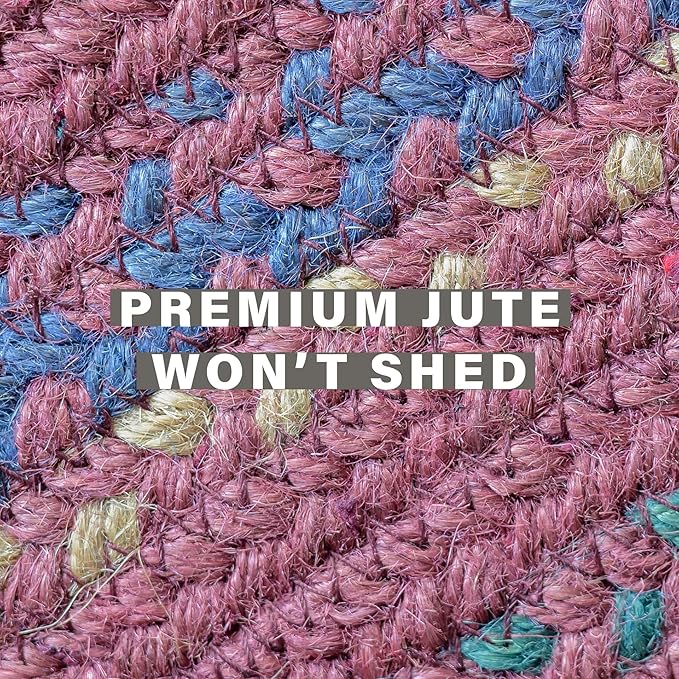 Jamestown Burgundy Braided Area Rugs, Jute, 8x10' Rectangle - Rustic Primitive Decor for Dining Room, Bedroom, Everywhere