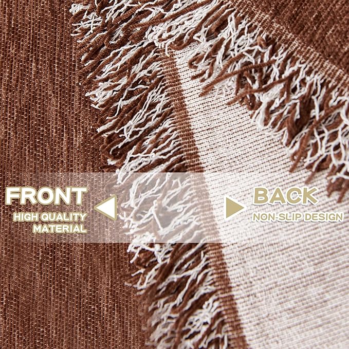 MYSKY HOME Sofa Covers for 2 Cushion Dogs - Boho Textured Soft Washable Decorative Couch Covers with Tassels, 71"x118", Chocolate