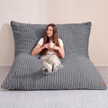 HABUTWAY 4-in-1 Bean Bag Chair, Convertible Chair with High-Density Memory Foam Filling & Machine Washable Cover, Giant Bean Bag Chair for Adults (Grey)