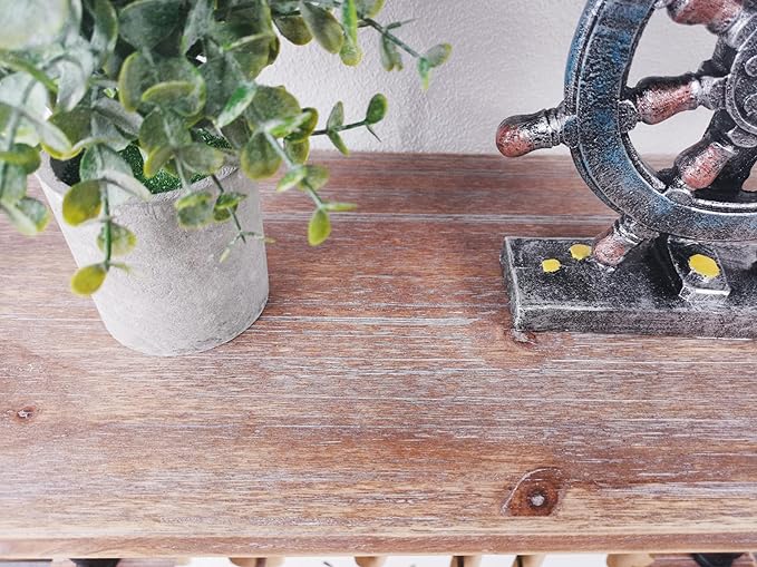 Industrial Ladder Pipe Shelves, Wall Mounted Rustic Bookshelf, Retro Metal Wood Bookcases (Weathered Brown, 6 Tier - 10" D x 24" W x 82.5" H)