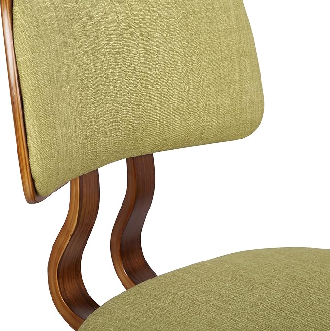 Armen Living Jaguar Mid-Century Dining Chair in Walnut Wood and Green Fabric - Set of 2