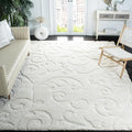 SAFAVIEH Florida Shag Collection Area Rug - 8'6" x 12', Creme & Creme, Scroll Design, Non-Shedding & Easy Care, 1.2-inch Thick Ideal for High Traffic Areas in Living Room, Bedroom (SG455-1111)