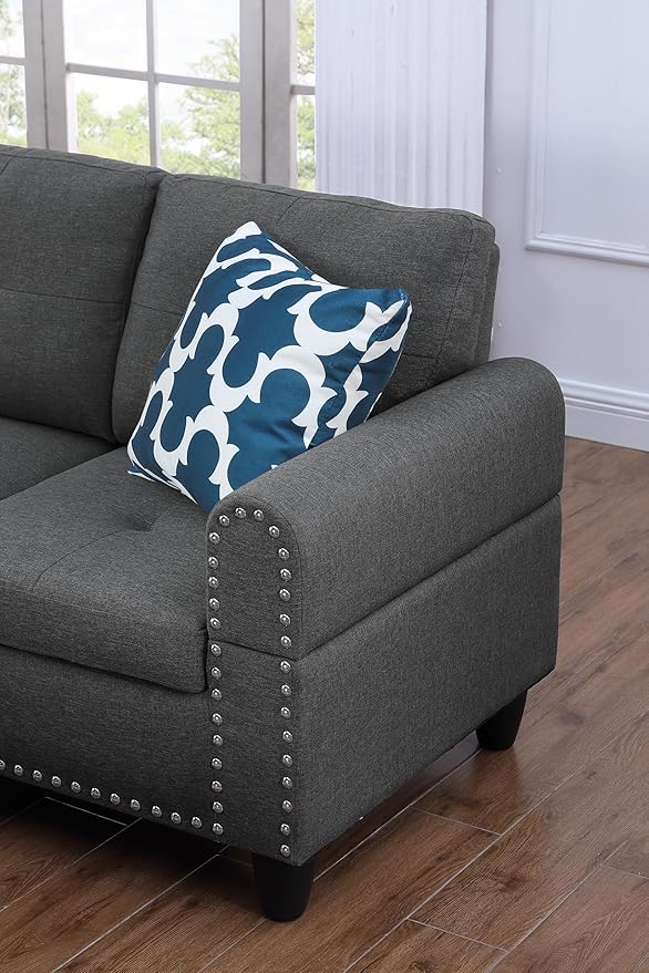 Evan Sectional Sofa or Couch with Ottoman for Living Room, Apartment, Bedroom, Office