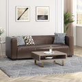 Merax Mid Century Modern 3 Seater Sofa with Birch Wood Legs, 80" Wide Smooth Upholstered Couch for Living Room, Apartment, Dark Brown