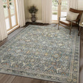 10X14 Area Rugs Machine Washable Rugs for Living Room, Vintage Boho Large Rugs for Bedroom Dining Room, Non Slip Indoor Soft Distressed Lightweight Thin Low Pile Carpet, Terracotta