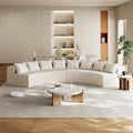 KEIKI Corduroy Curved Sectional Sofa, 4 Seater Symmetrical Modular Semi Circular Couch, Deep Seat Tufted Corner Sofa for Living Room, Lobby, Beige