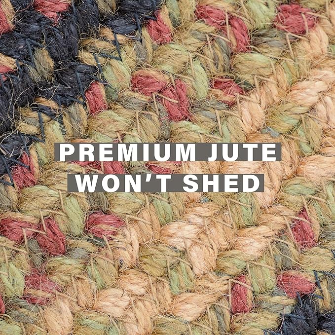 Highland Multi Color Oval Braided Rug, 6x9' - Handmade with Jute, Warm Country and Lodge Decor, Perfect for Living Rooms and Dining Rooms - Pet Friendly and Easy to Clean