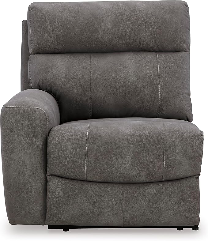 Signature Design by Ashley Next-Gen DuraPella Contemporary Faux Leather Modular Wall Hugger 3-Piece Power Reclining Sectional Loveseat with Console, Adjustable Headrest and USB Ports, Gray