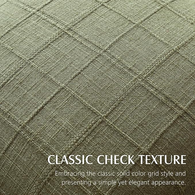 Foindtower Set of 2 Decorative Linen Check Throw Pillow Covers Neutral Long Body Lumbar Cushion Covers Farmhouse Vintage Boho Home Decor for Sofa Chair Couch Bedroom Living Room,14×36 Inch,Sage Green