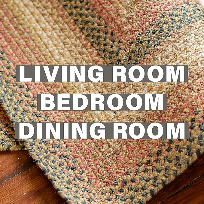 Homespice Russet Multi Color Oval Braided Rug, 8x10' - Handmade with Jute, Warm Country Decor, Perfect for Living Rooms and Bedrooms - Pet Friendly and Easy to Clean