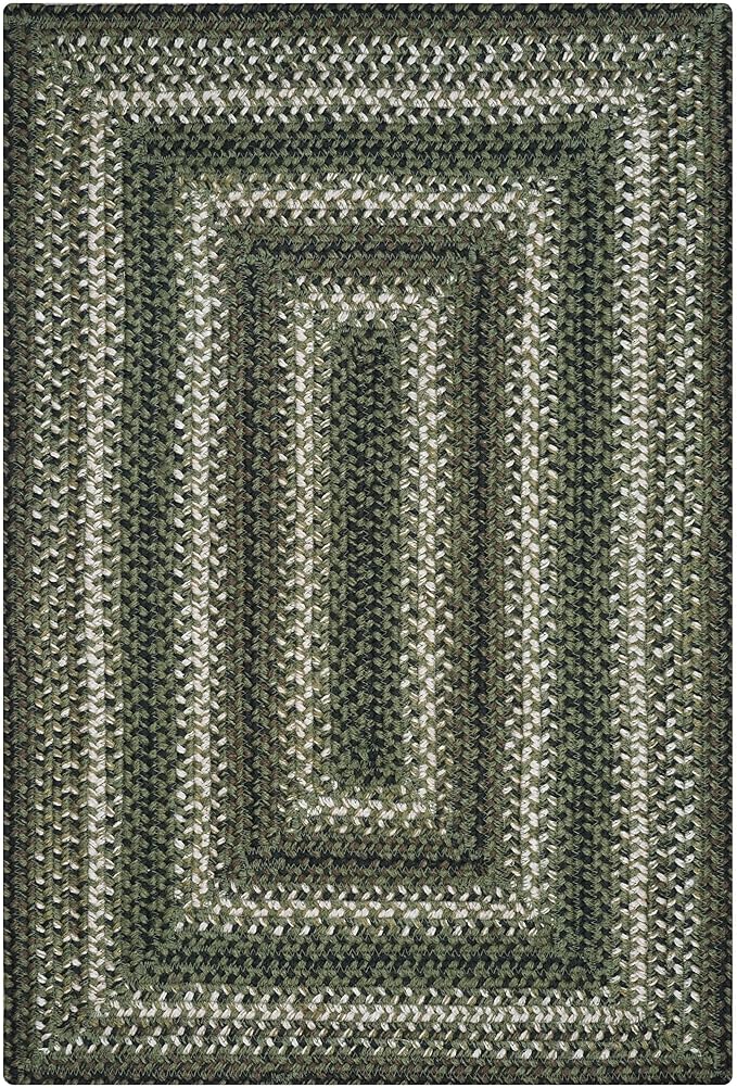 Homespice Pinecone Jute Braided Green Area Rug 4x6' - Rustic Braided Area Rug for Living Room and Dining Room