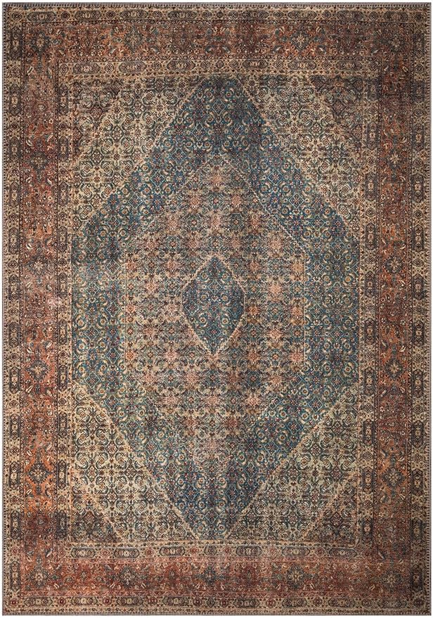 Keen Home Design 9x12 Rug - Machine Washable Area Rug with Non-Slip Backing, Ideal for Living Room, Dining Room, Bedroom - Vintage, Easy Clean, Durable, Low Pile Rug - (9' x 12')