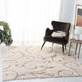 SAFAVIEH Florida Shag Collection Area Rug - 10' Square, Cream & Beige, Scroll Design, Non-Shedding & Easy Care, 1.2-inch Thick Ideal for High Traffic Areas in Living Room, Bedroom (SG455-1113)