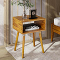 Bme Dinkee Solid Wood Nightstand, Fully Assembled, Without Drawer for Mid Century Bedroom and Living Room, Caramel