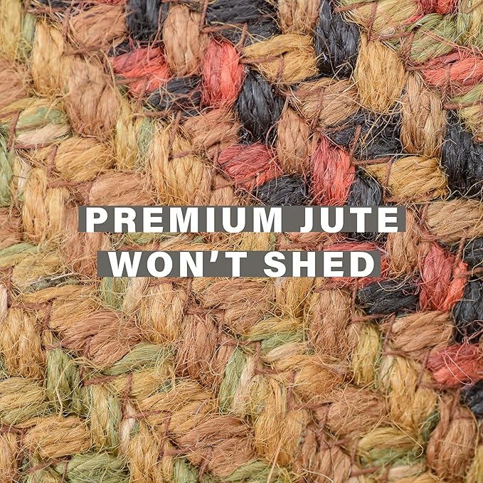 Gingerbread Brown Jute Braided Oval Rugs, 16x24 - Warm Country Decor, Perfect for Laundry Rooms, Bathrooms and Entryways - Durable and Easy to Clean