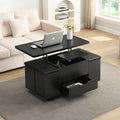 Merax Multi-Functional Lift-Top Coffee Table with Hidden Storage and Stools,Multi-Function Modern Center Table with 4 Stools and Casters,Perfect for Modern Living Spaces, Black