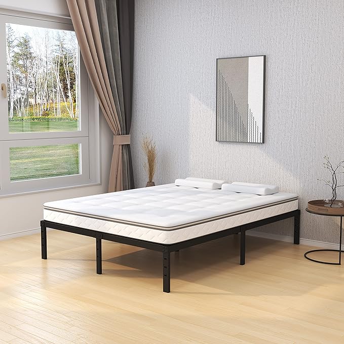 16 Inch California King Bed Frames No Box Spring Need, Platform Cal King Bed Frame with 14 Inch Storage, 3500 lbs Heavy Duty Metal Slats Support, Easy Assembly Mattress Foundation