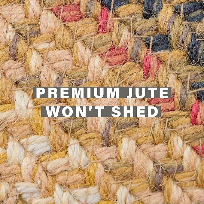 Russet Multicolor Jute Braided Area Rug, 6x9' Rectangle - Warm Country Decor, Perfect for Living Rooms and Dining Rooms - Pet Friendly and Easy to Clean