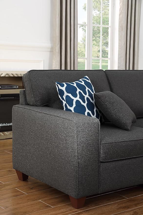 Devion Furniture Philly Sectional Modular Sofa with Ottoman for Living Room, Apartment, Bedroom, Office, Dorm