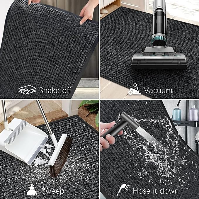 Vicwe Indoor Outdoor Door Mat,4'x8' Heavy Duty Front Door Mat, Non-Slip Washable Doormats Entrance Mats, Dirt Resistant and Absorbent Doormat, Commercial Outdoor Entrance Floor Mat for Home Office