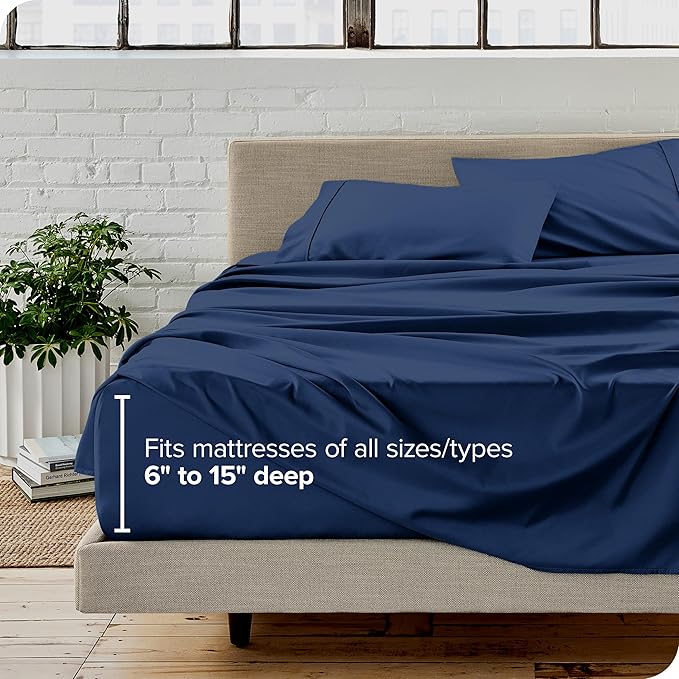 Bare Home Twin XL Sheet Set - College Dorm Size - Luxury 1800 Ultra-Soft Microfiber Twin Extra Long Bed Sheets - Deep Pockets - Easy Fit - Extra Soft - 3 Piece Set - Bed Sheets (Twin XL, Dark Blue)