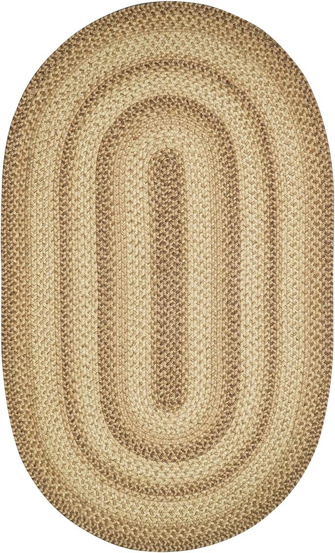 Homespice Cookie Dough Braided Area Rugs 6x9' - Country Style Dining Room Rugs for Under Table for Rustic Decor