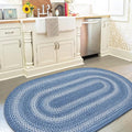 Homespice 20x30” Blue Oval Braided Rug. Denim Blue and White Jute Oval Rug. Uses- Entryway, Kitchen Rugs, Bathroom Rugs. Reversible, Rustic, Country, Primitive, Farmhouse Decor Rug
