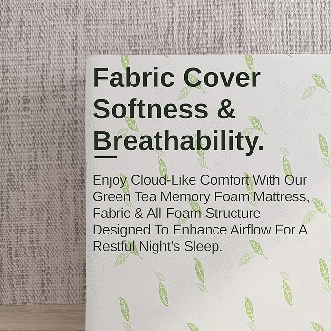 NapQueen Twin Size, 10 Inch Anula Green Tea Infused Memory Foam Mattress, Bed in a Box, CertiPUR-US Certified Mattress